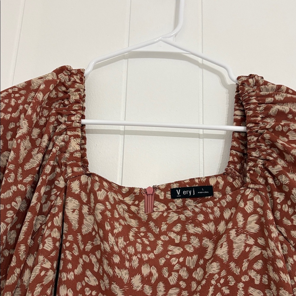 Very J Terracotta and Cream Mini Dress - Picture 3 of 4